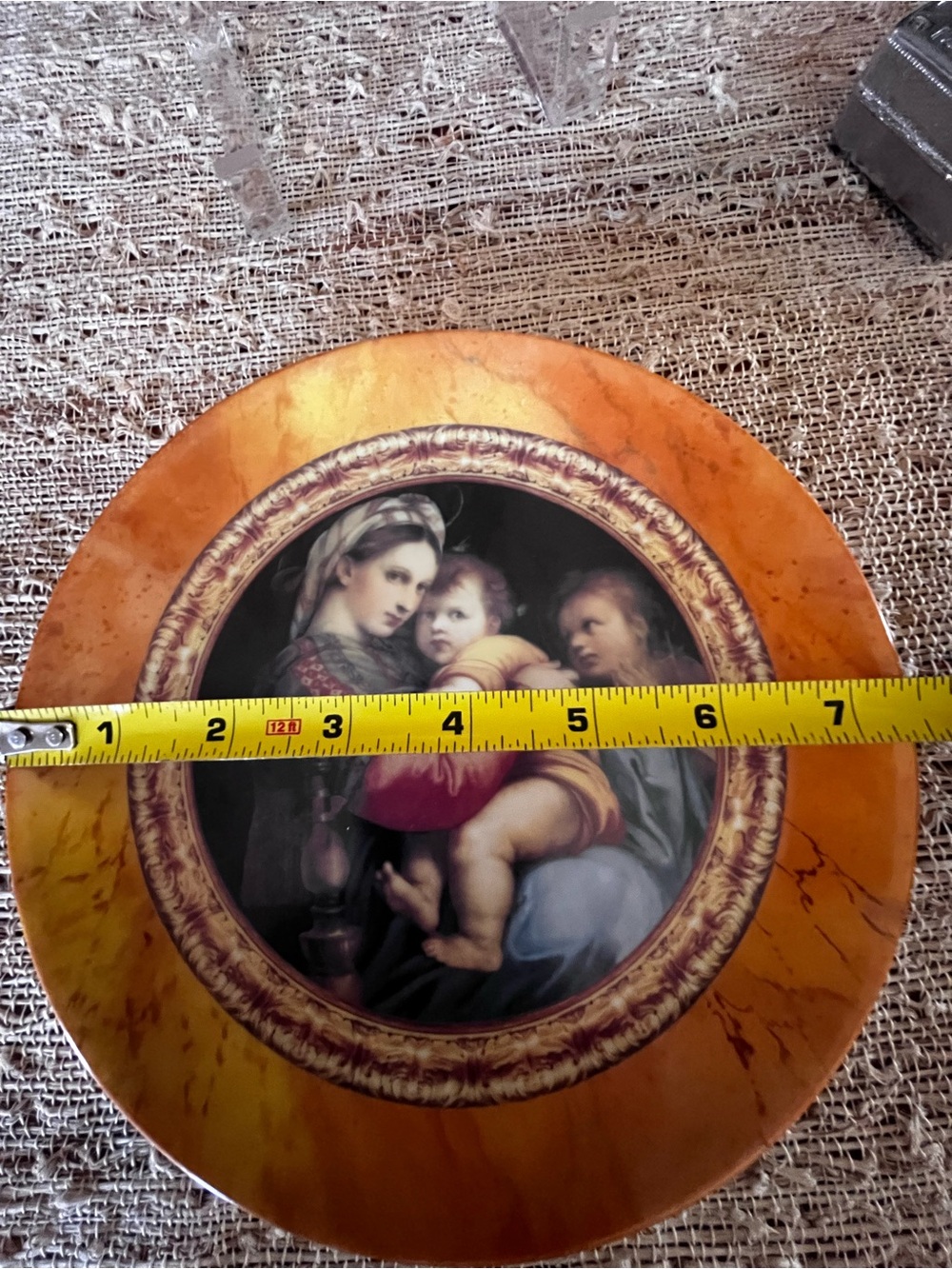 Repro “Madonna Della Seggiola” by Raphael Renaissance Art Plate Handpainted 7.5” - Picture 4 of 10